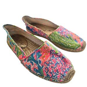 Lilly Pulitzer Women's Floral lia Espadrille in Lovers Coral print Flats Size 8